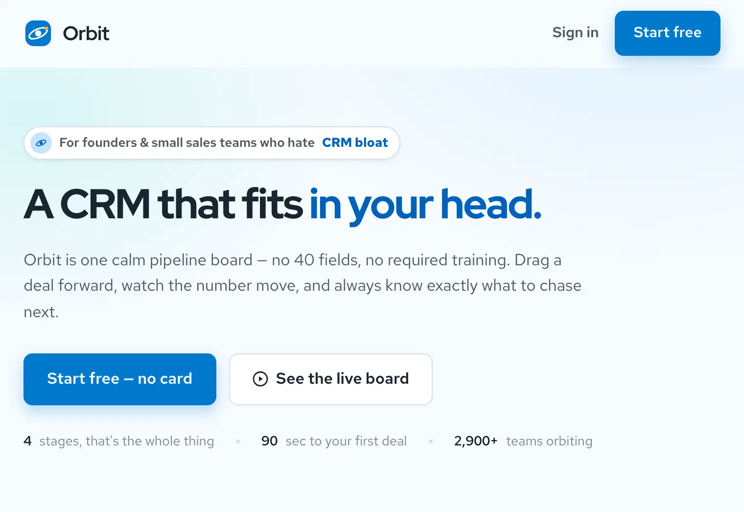 Orbit: CRM: deal pipeline & contacts